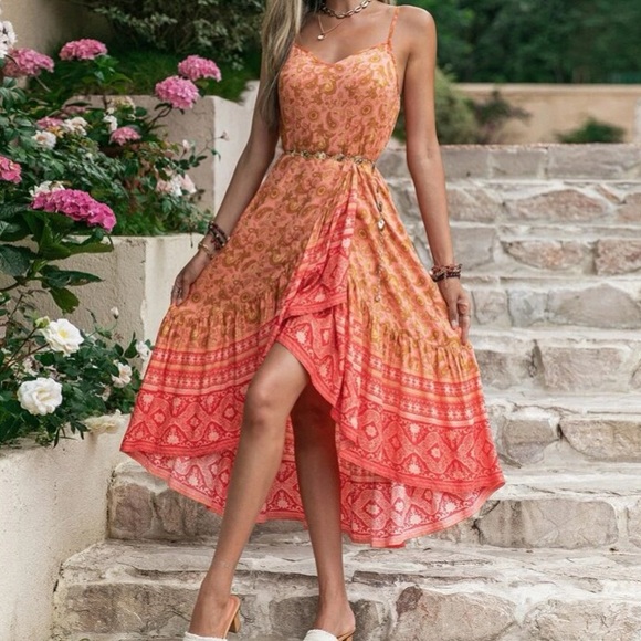 Boho floral paisley print wrap cami dress - Picture 6 of 6